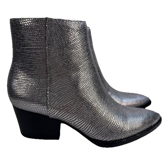 Calvin Klein Shoes - Calvin Klein Womens Narice Varnished Lizard Silver Pointed Toe Booties 5.5 M NWB